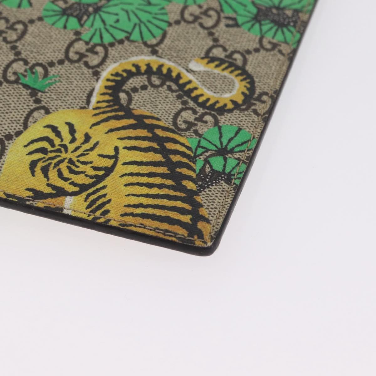 GUCCI GG Supreme Tiger Clutch Bag PVC Leather Beige Gold 451473 Auth 210006V