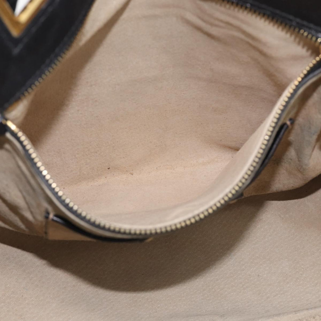 PRADA Hand Bag Vittero Dino Leather 2way Black Gold Auth 210036A