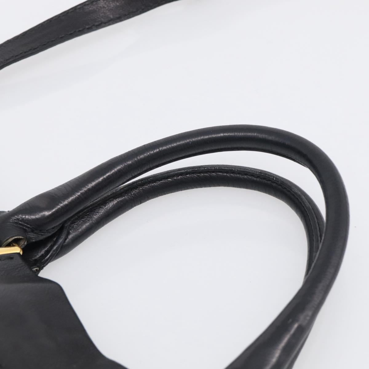 PRADA Hand Bag Vittero Dino Leather 2way Black Gold Auth 210036A