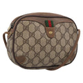 GUCCI GG Supreme Web Sherry Line Bag PVC Beige Gold 89 02 066 Auth 210037