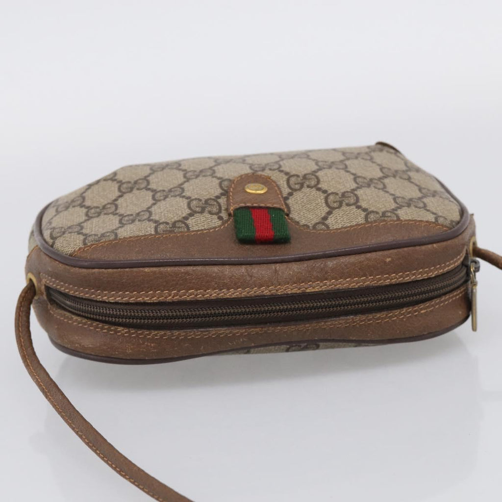 GUCCI GG Supreme Web Sherry Line Bag PVC Beige Gold 89 02 066 Auth 210037