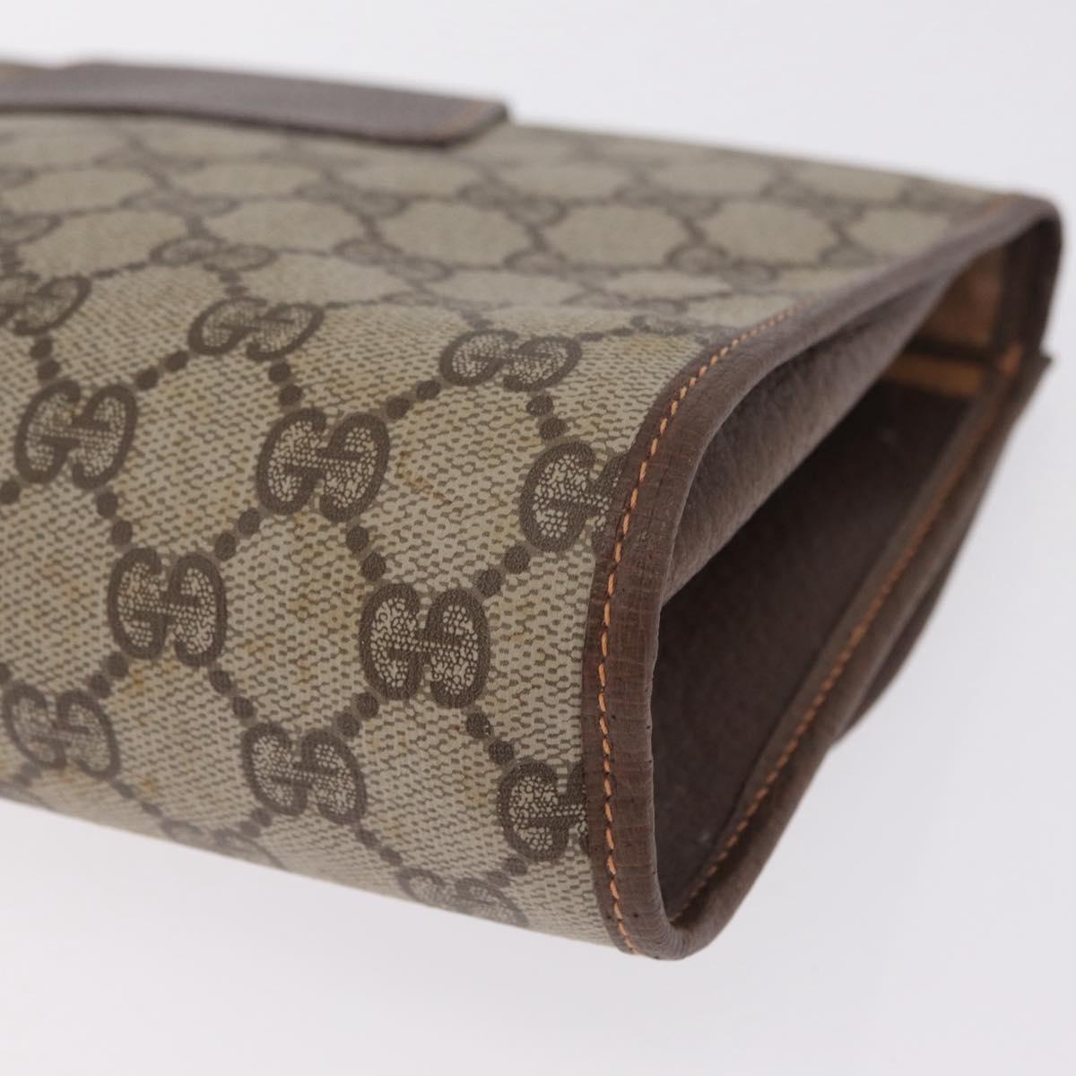 GUCCI GG Supreme Web Sherry Line Bag PVC Beige Gold 156 01 030 Auth 210047