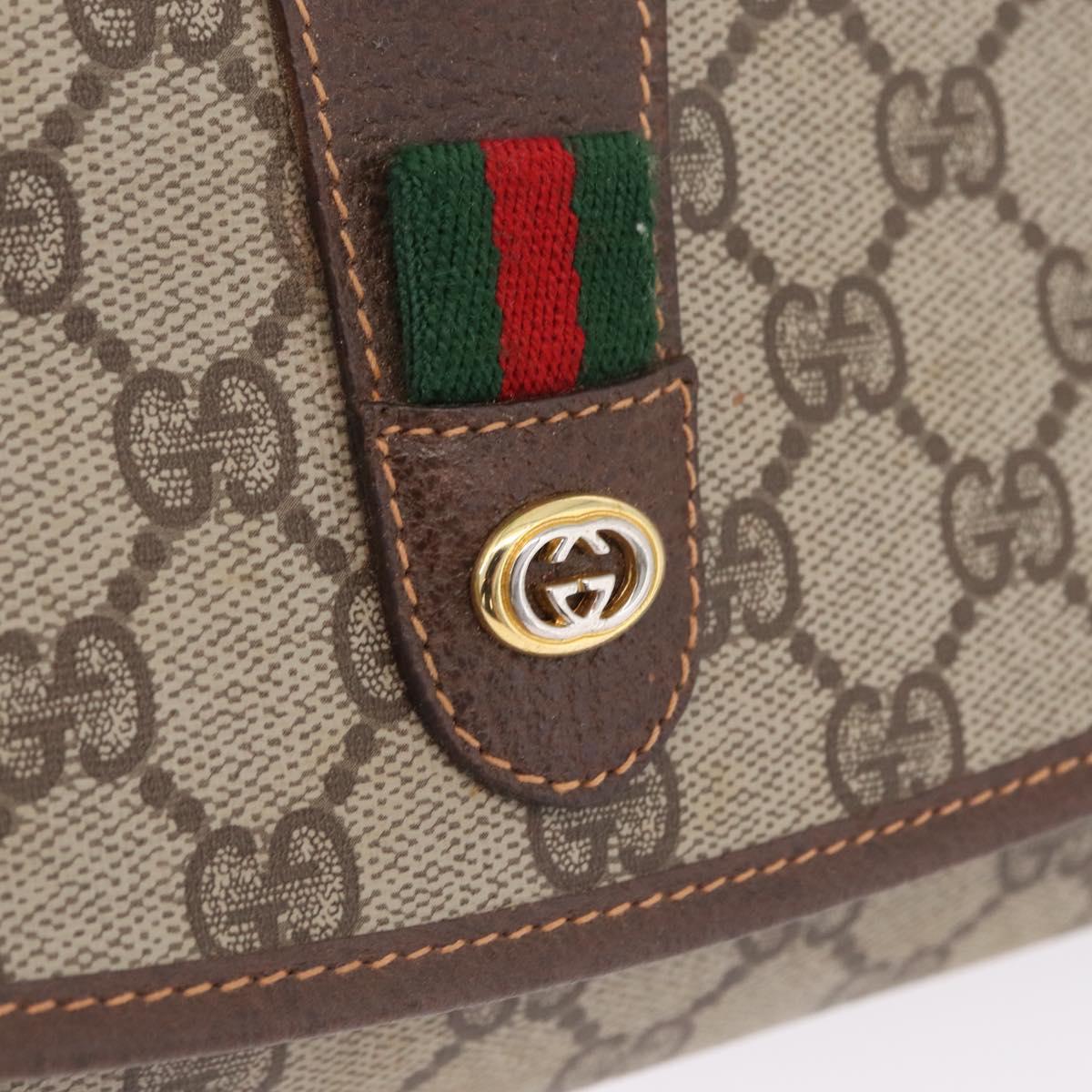 GUCCI GG Supreme Web Sherry Line Bag PVC Beige Gold 156 01 030 Auth 210047