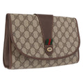 GUCCI GG Supreme Web Sherry Line Bag PVC Beige Gold 156 01 030 Auth 210047