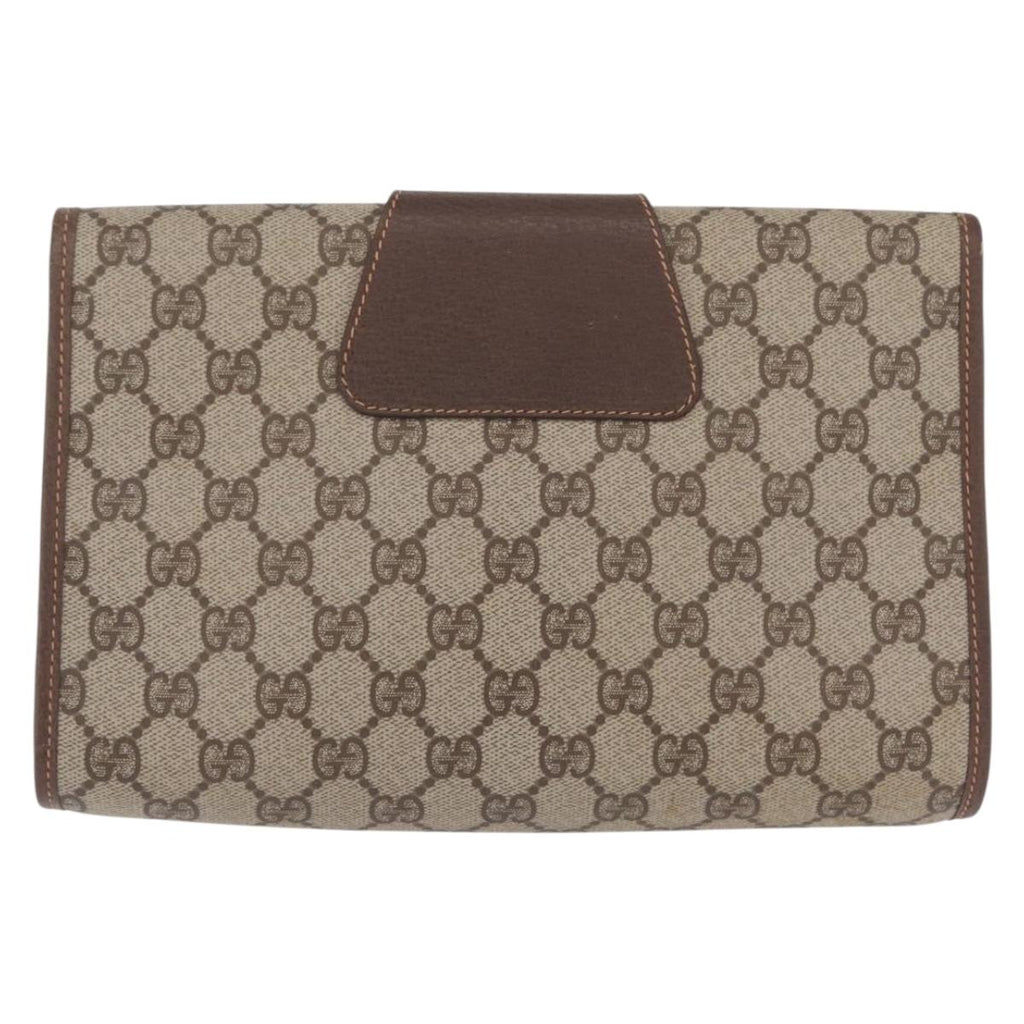 GUCCI GG Supreme Web Sherry Line Bag PVC Beige Gold 156 01 030 Auth 210047