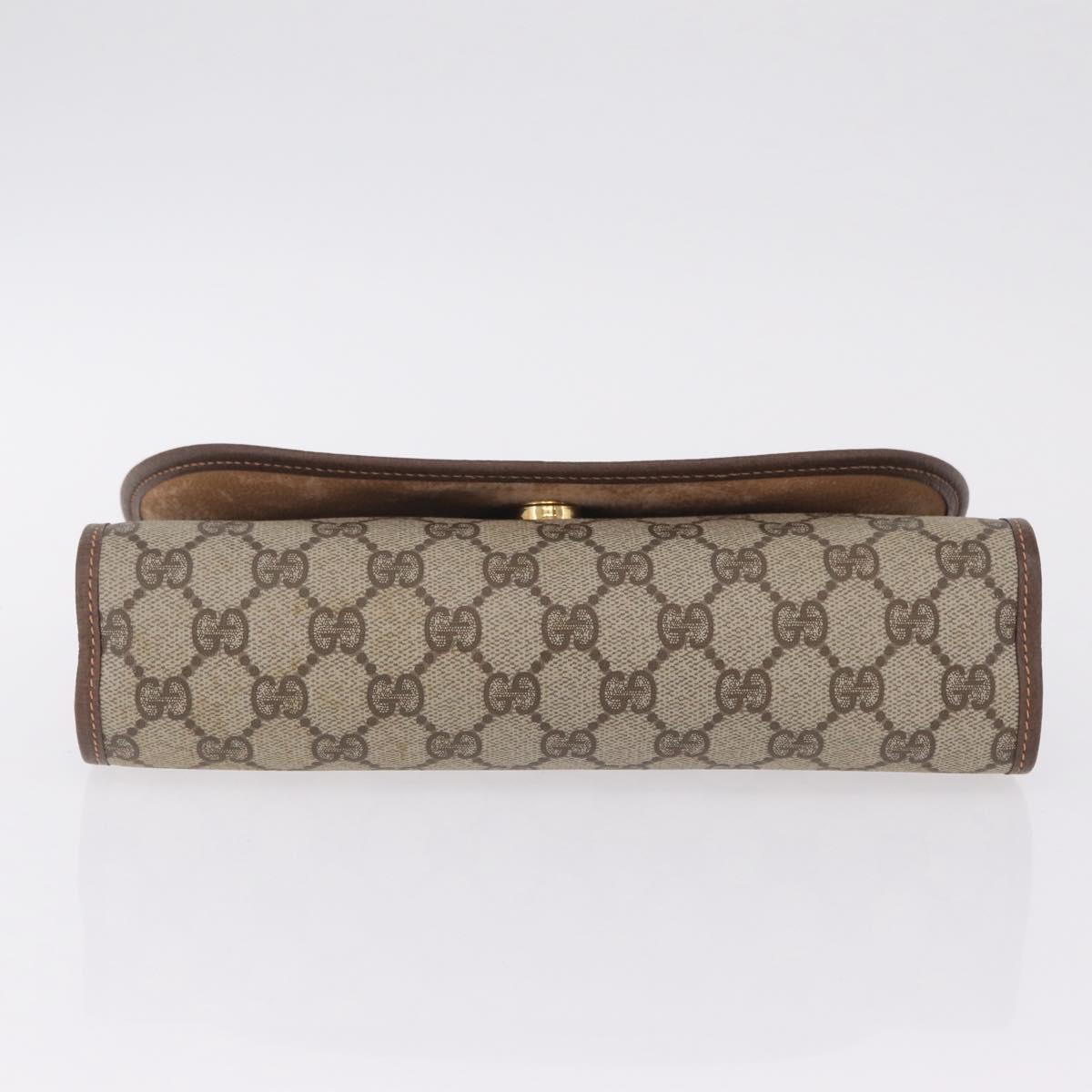 GUCCI GG Supreme Web Sherry Line Bag PVC Beige Gold 156 01 030 Auth 210047
