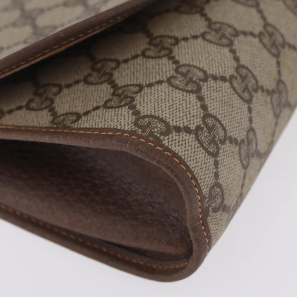 GUCCI GG Supreme Web Sherry Line Bag PVC Beige Gold 156 01 030 Auth 210047
