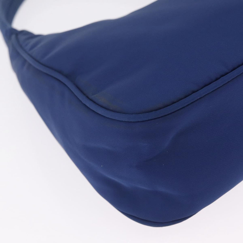 PRADA Hand Pouch Hand Bag Nylon Blue Silver Auth 210051A