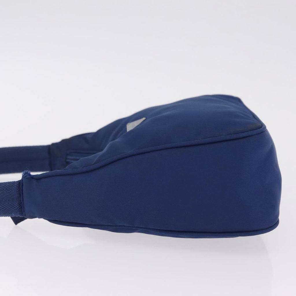 PRADA Hand Pouch Hand Bag Nylon Blue Silver Auth 210051A