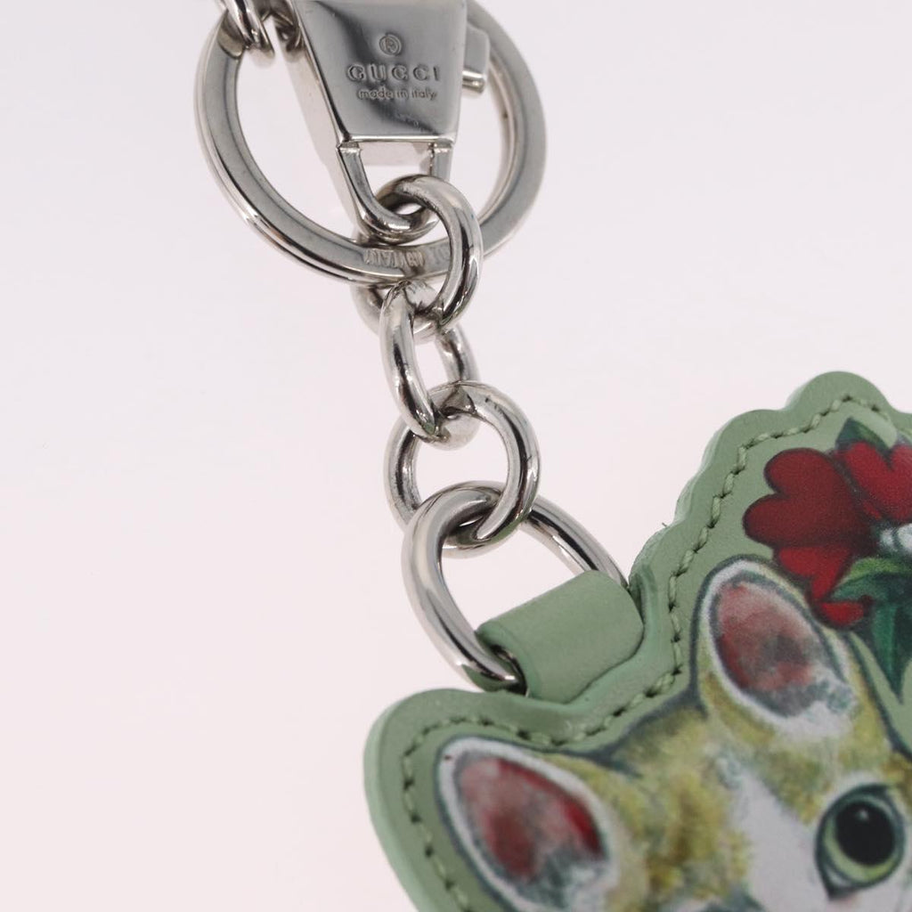 GUCCI GG Supreme Yuko Higuchi Boris Key Holder PVC Green Silver Auth 210125SM