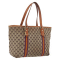 GUCCI GG Canvas Sherry Line Tote Bag Beige Gold 139260 Auth 210127