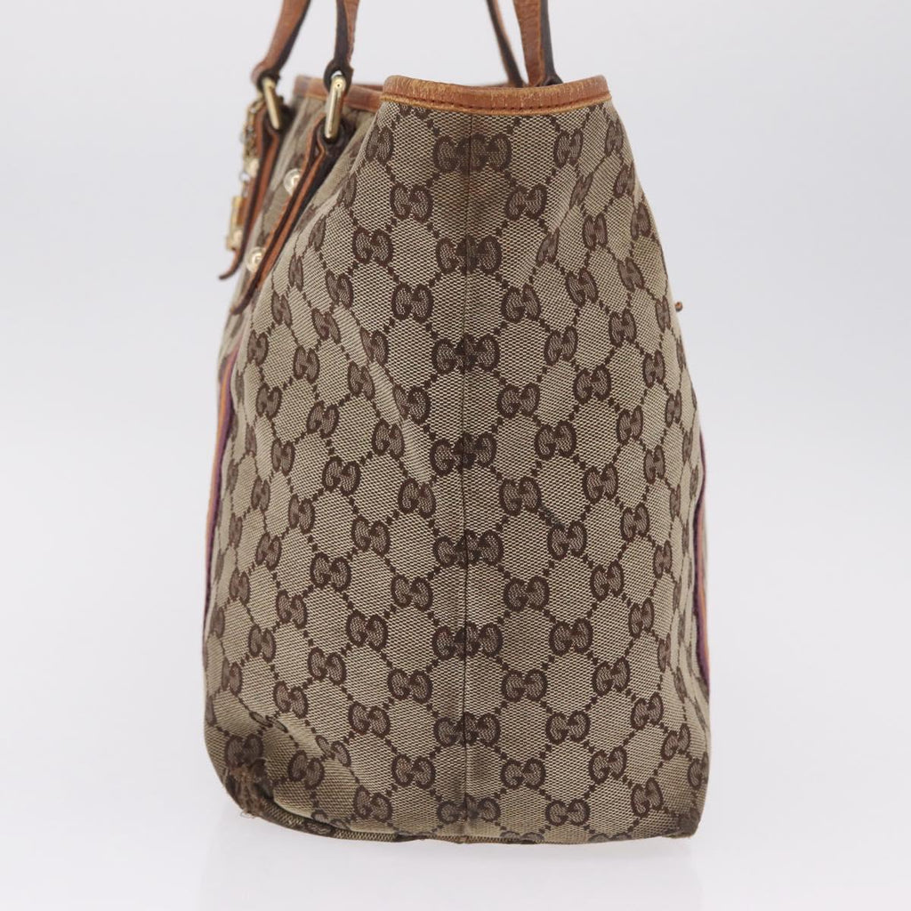 GUCCI GG Canvas Sherry Line Tote Bag Beige Gold 139260 Auth 210127