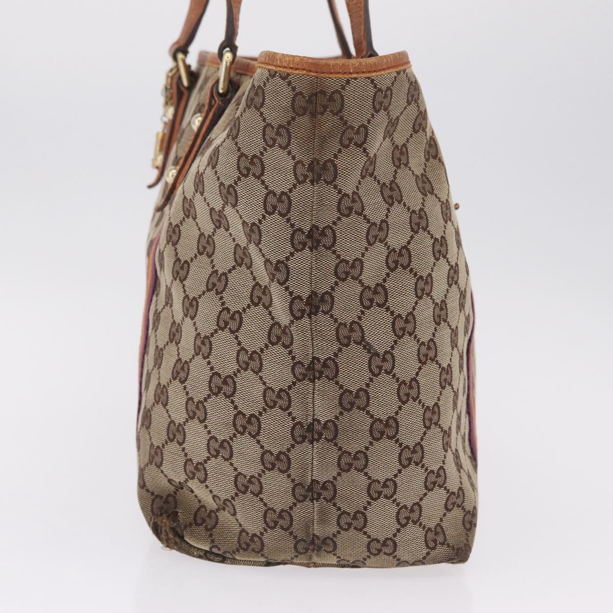 GUCCI GG Canvas Sherry Line Tote Bag Beige Gold 139260 Auth 210127