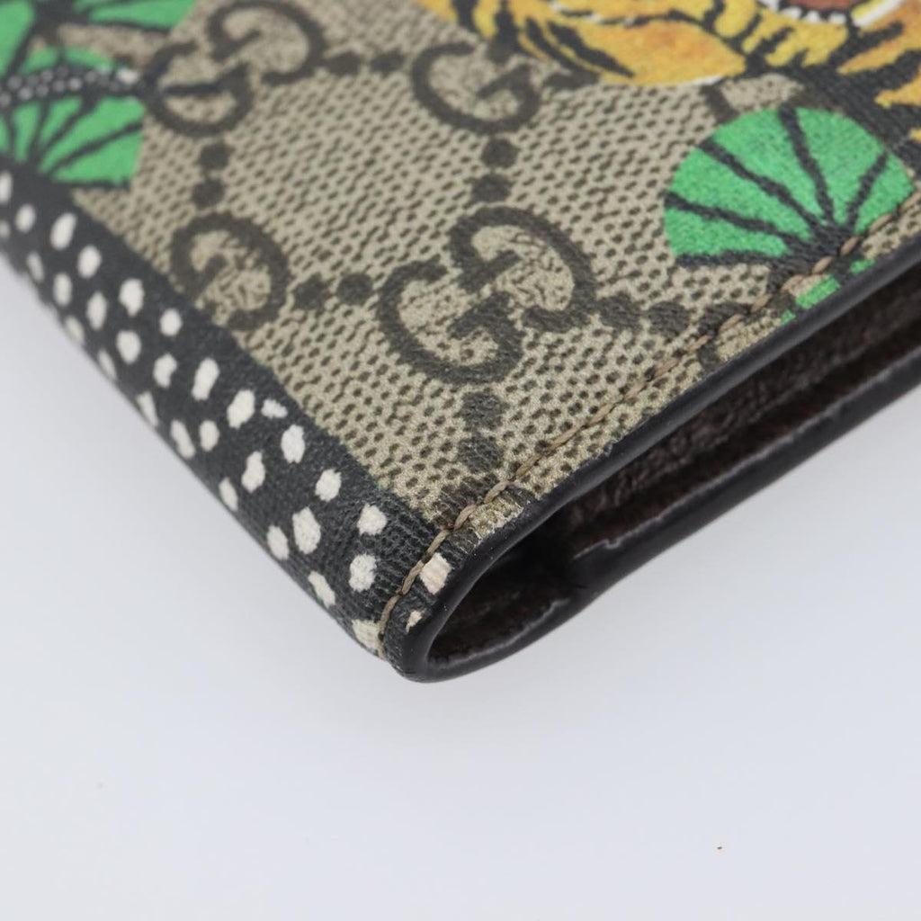 GUCCI GG Supreme Bengal Compact Wallet PVC Beige Auth 210186V