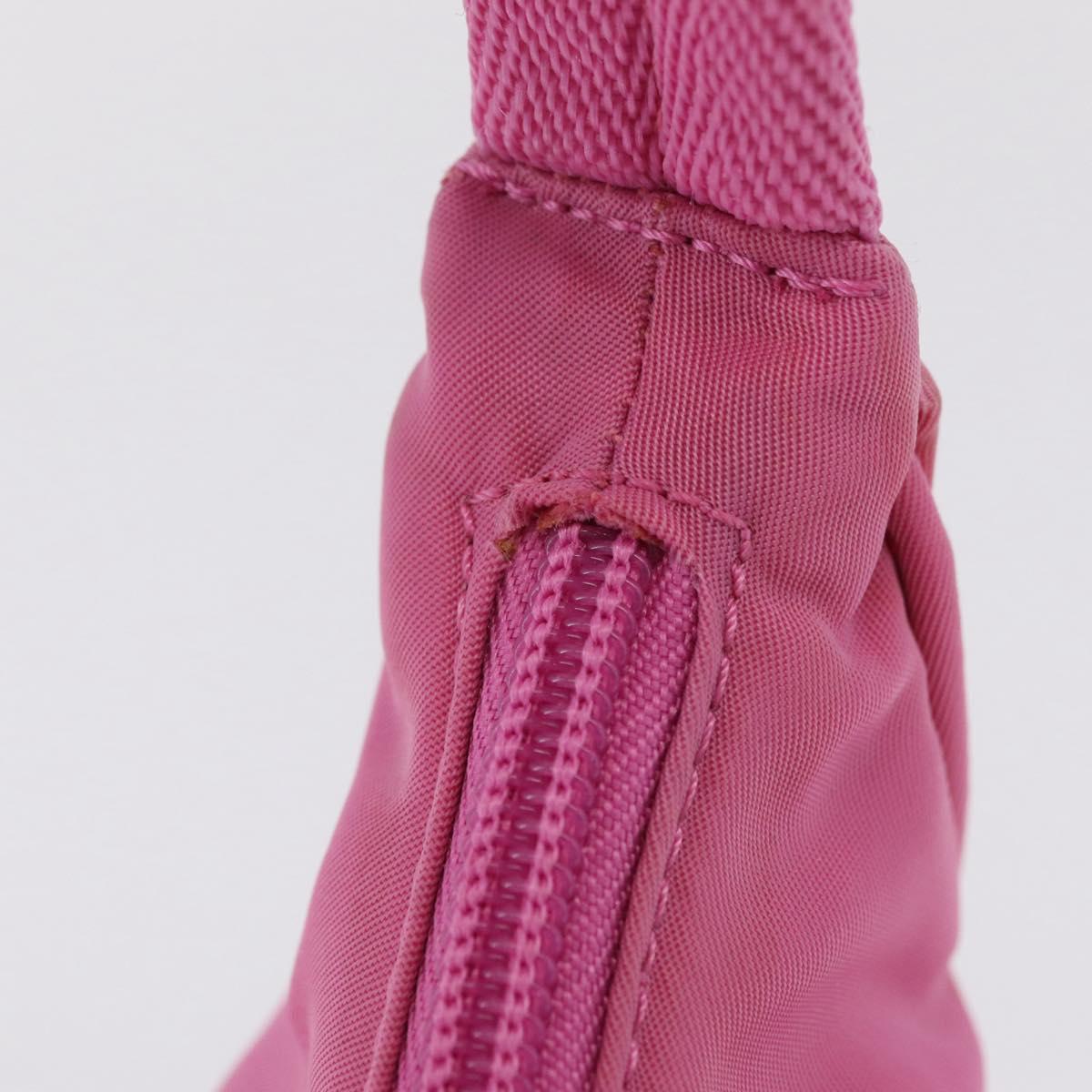 PRADA Hand pouch Hand Bag Nylon Pink Silver Auth 210315A