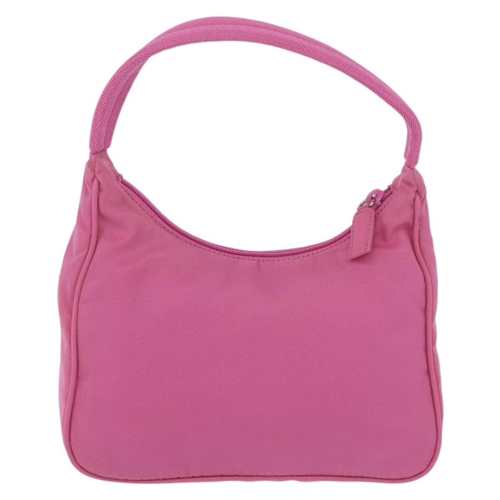 PRADA Hand pouch Hand Bag Nylon Pink Silver Auth 210315A