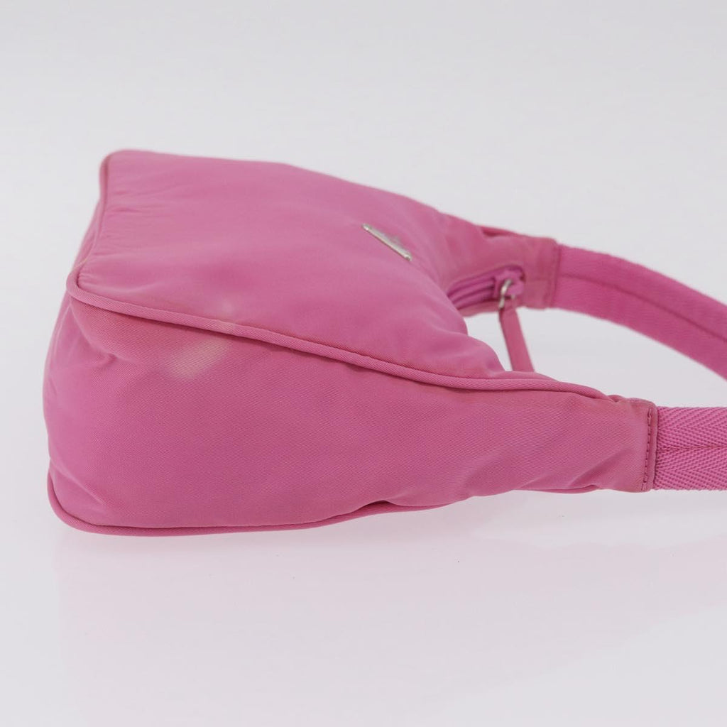 PRADA Hand pouch Hand Bag Nylon Pink Silver Auth 210315A