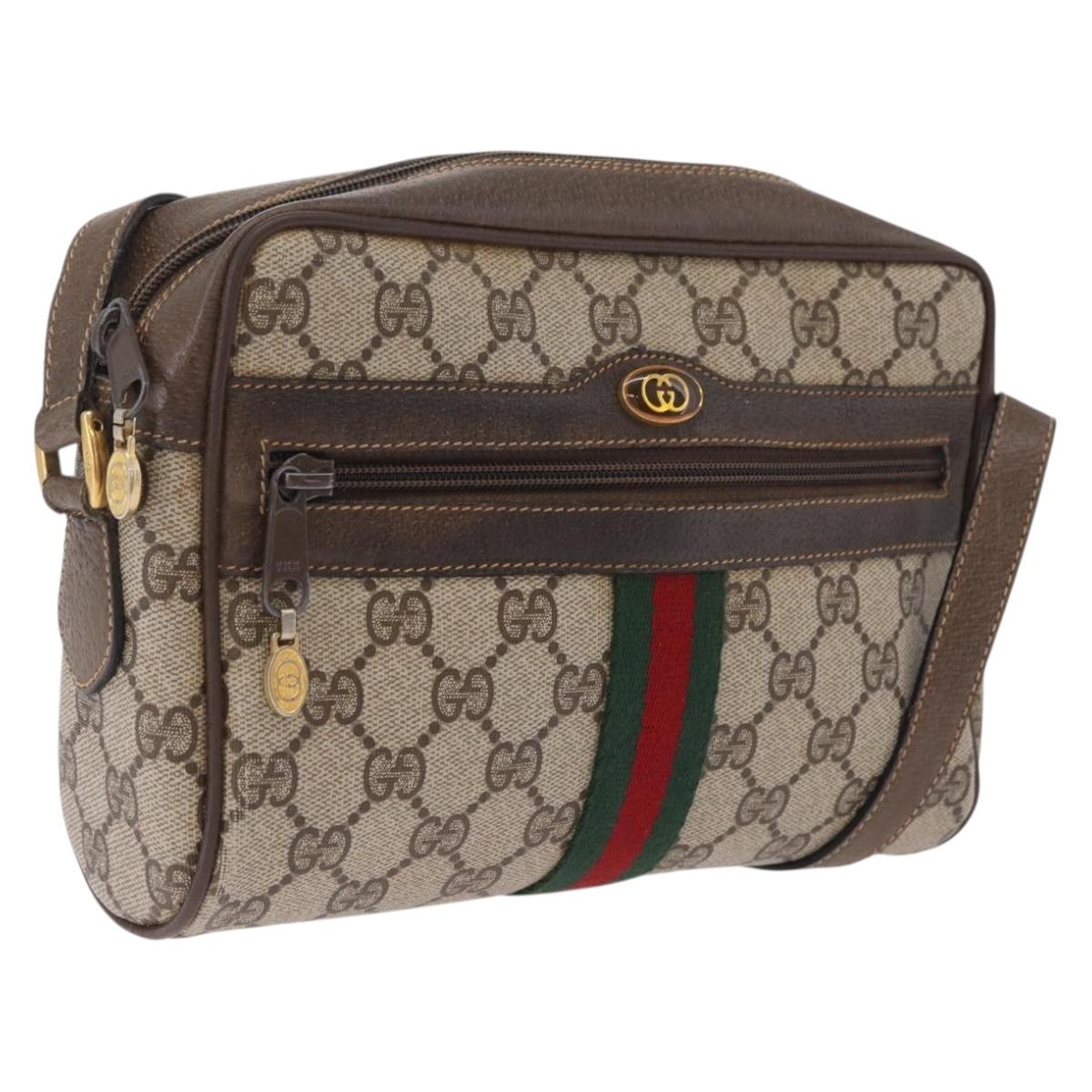 GUCCI GG Supreme Web Sherry Line Bag PVC Beige Gold 904 02 004 Auth 210601