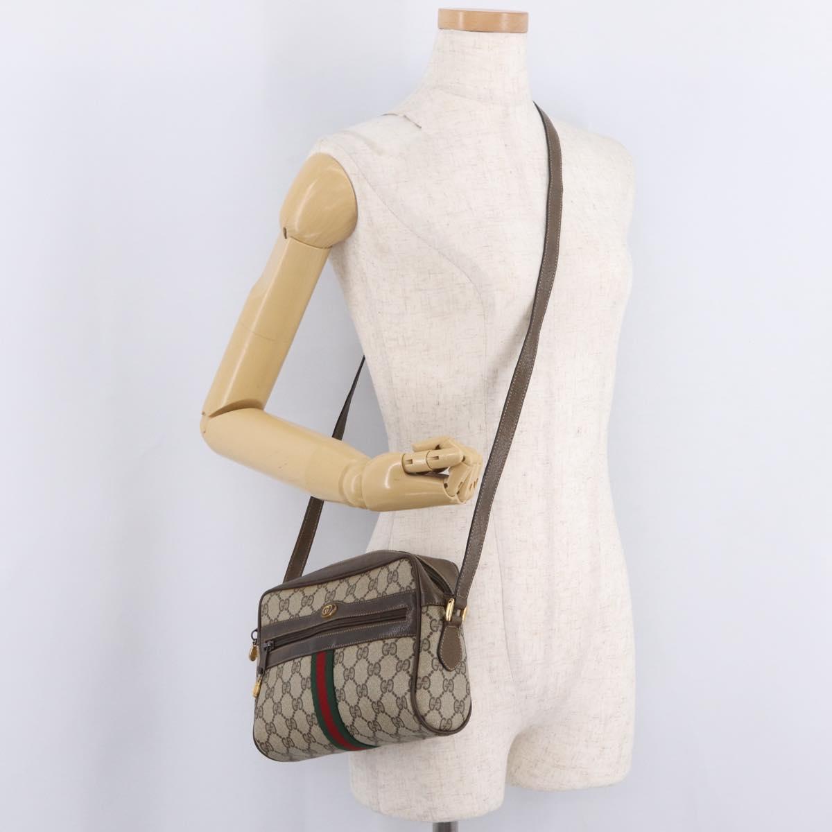 GUCCI GG Supreme Web Sherry Line Bag PVC Beige Gold 904 02 004 Auth 210601