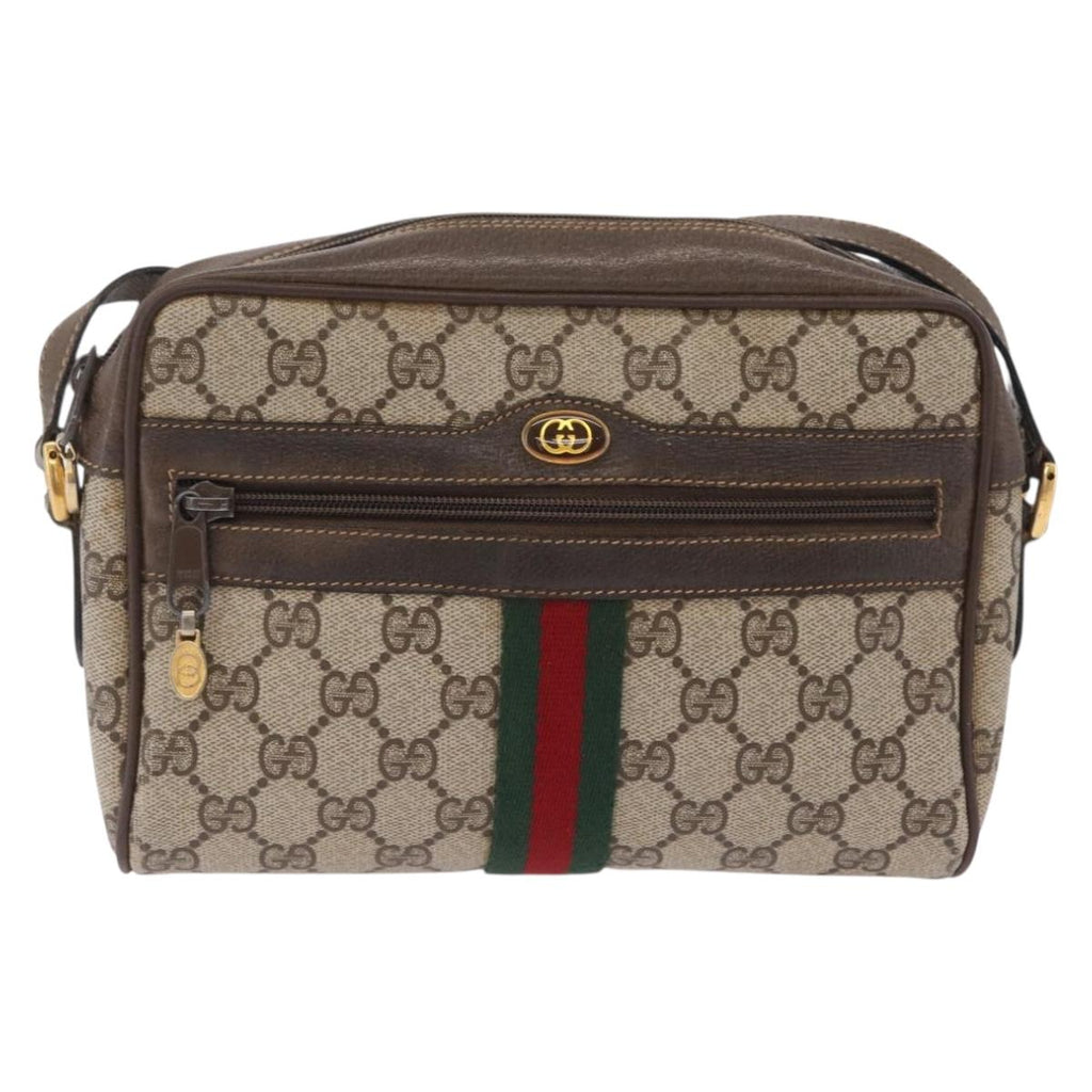 GUCCI GG Supreme Web Sherry Line Bag PVC Beige Gold 904 02 004 Auth 210601