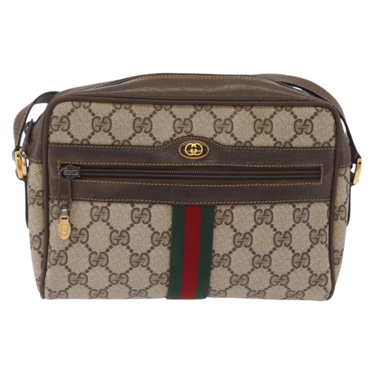 GUCCI GG Supreme Web Sherry Line Bag PVC Beige Gold 904 02 004 Auth 210601