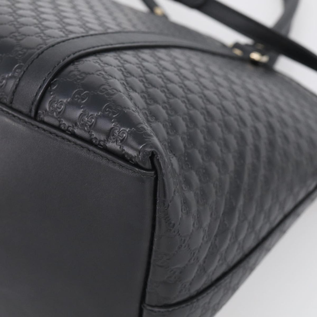 GUCCI Micro GG Canvas Guccissima Bag Leather 2way Black Gold 449657 Auth 210602V