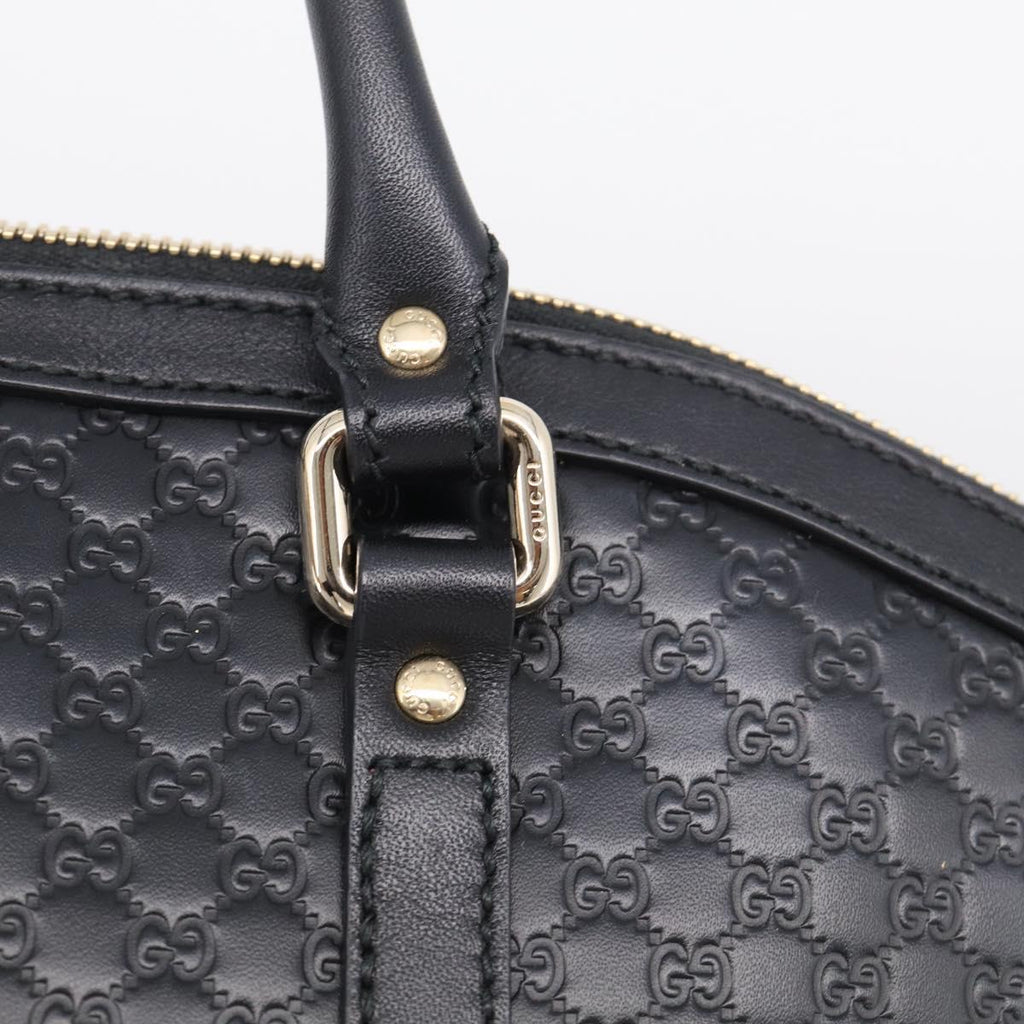 GUCCI Micro GG Canvas Guccissima Bag Leather 2way Black Gold 449657 Auth 210602V