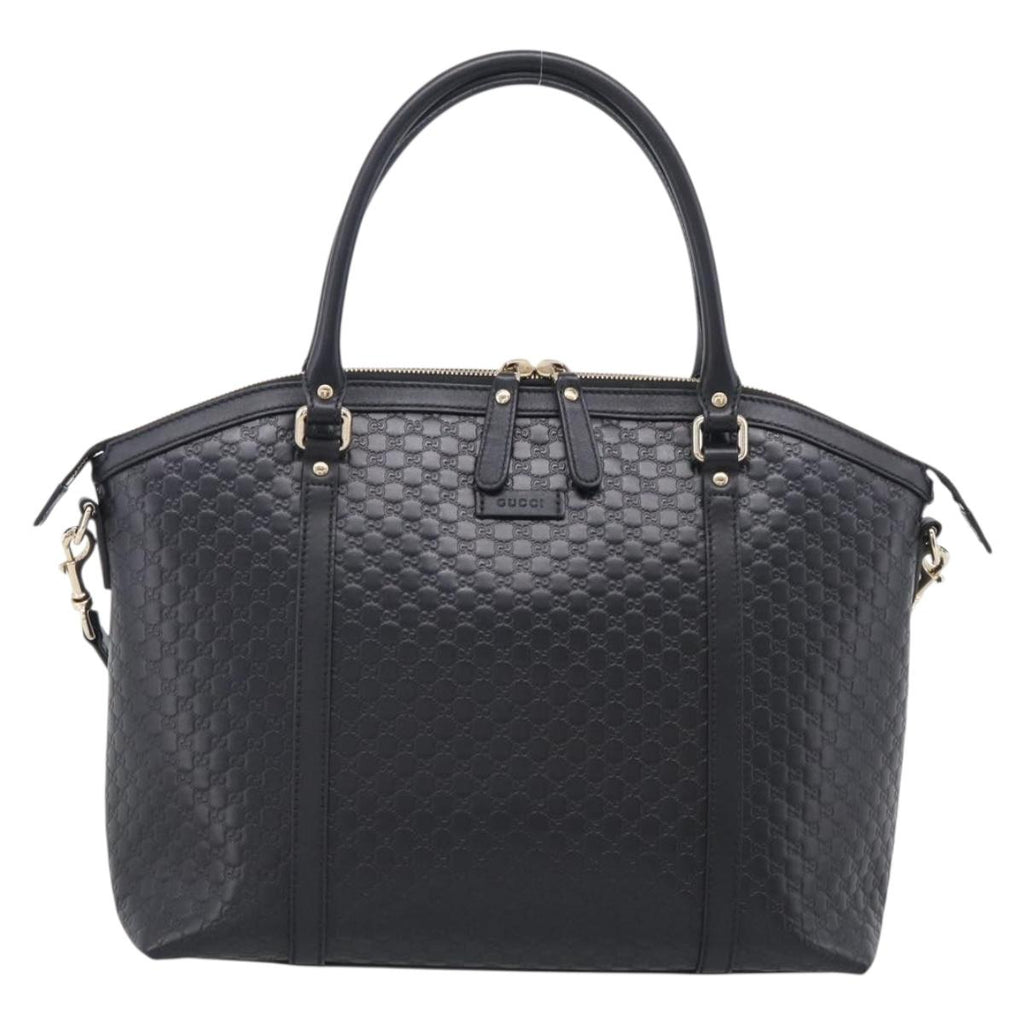 GUCCI Micro GG Canvas Guccissima Bag Leather 2way Black Gold 449657 Auth 210602V