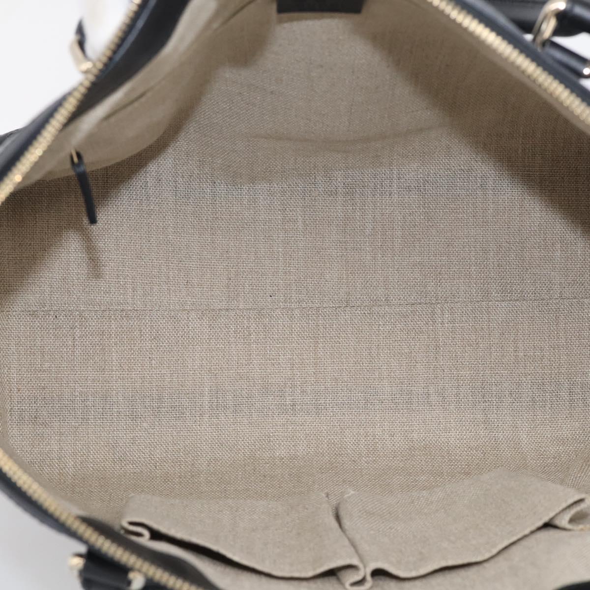 GUCCI Micro GG Canvas Guccissima Bag Leather 2way Black Gold 449657 Auth 210602V
