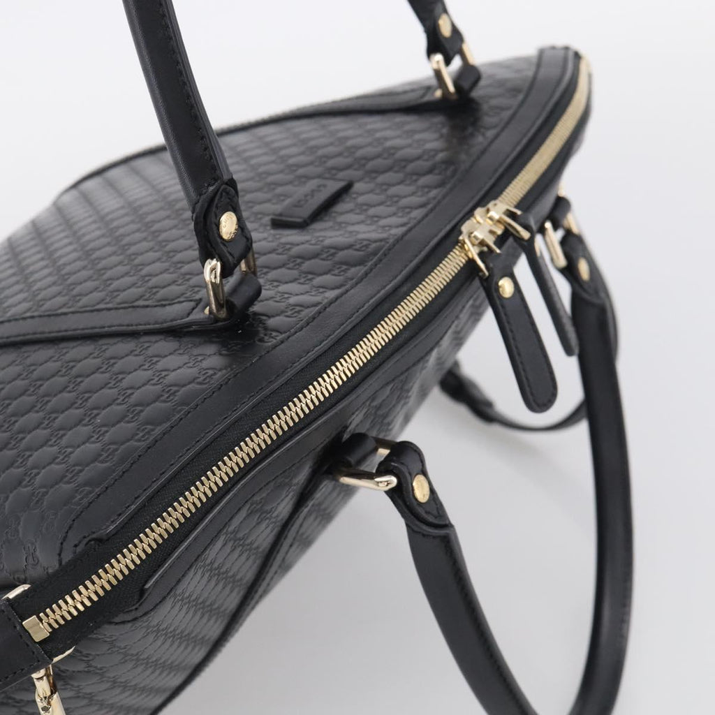 GUCCI Micro GG Canvas Guccissima Bag Leather 2way Black Gold 449657 Auth 210602V