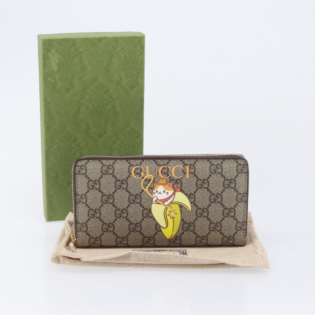 GUCCI GG Supreme BNF Collaboration Wallet PVC Beige Gold 701060 Auth 210620M