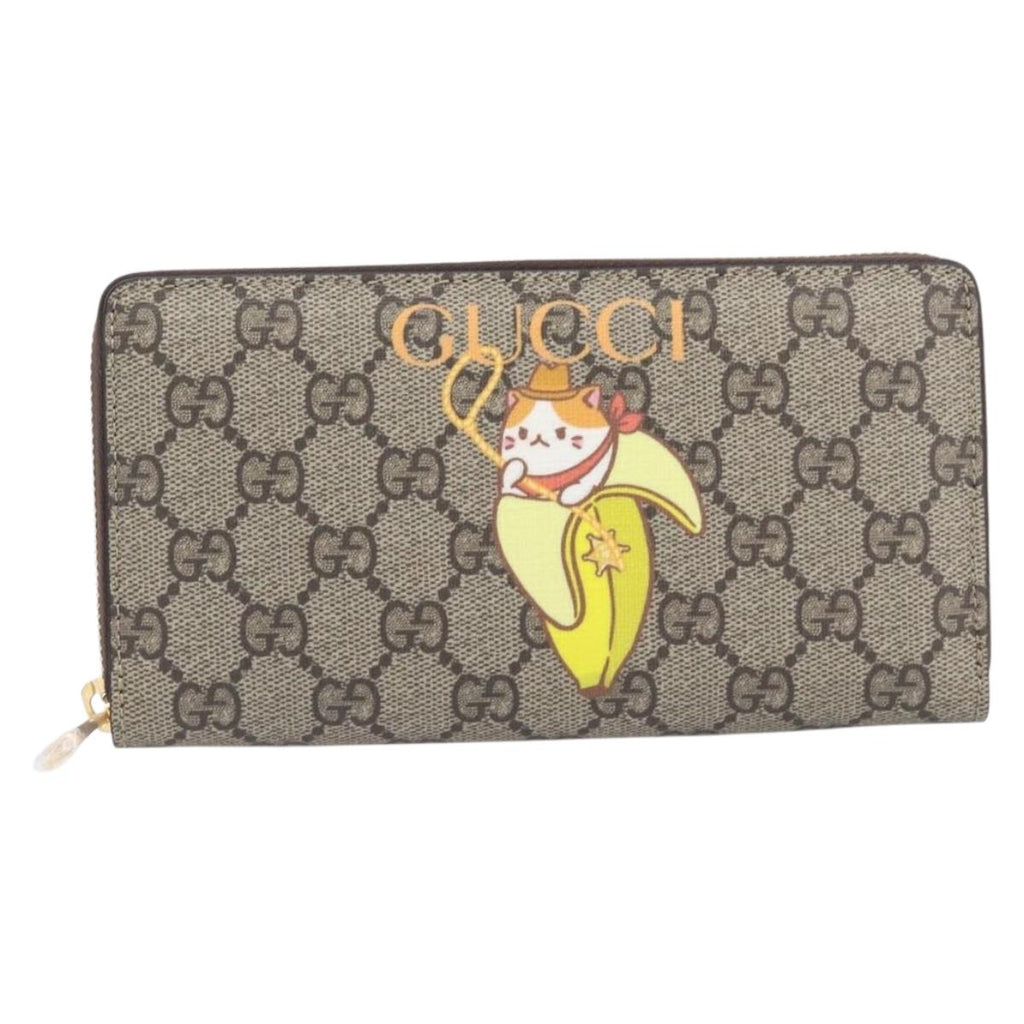 GUCCI GG Supreme BNF Collaboration Wallet PVC Beige Gold 701060 Auth 210620M