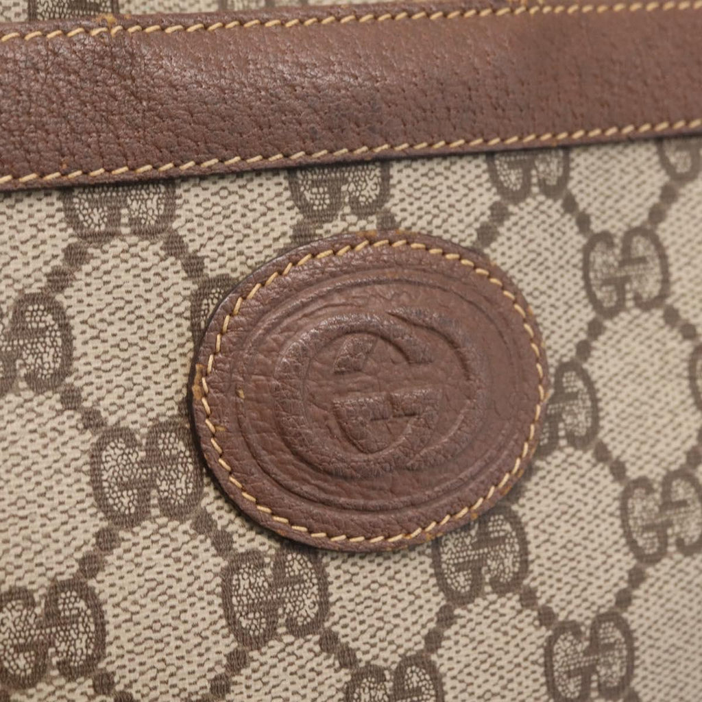 GUCCI GG Supreme Web Sherry Line Tote Bag PVC Beige Gold Auth 210632