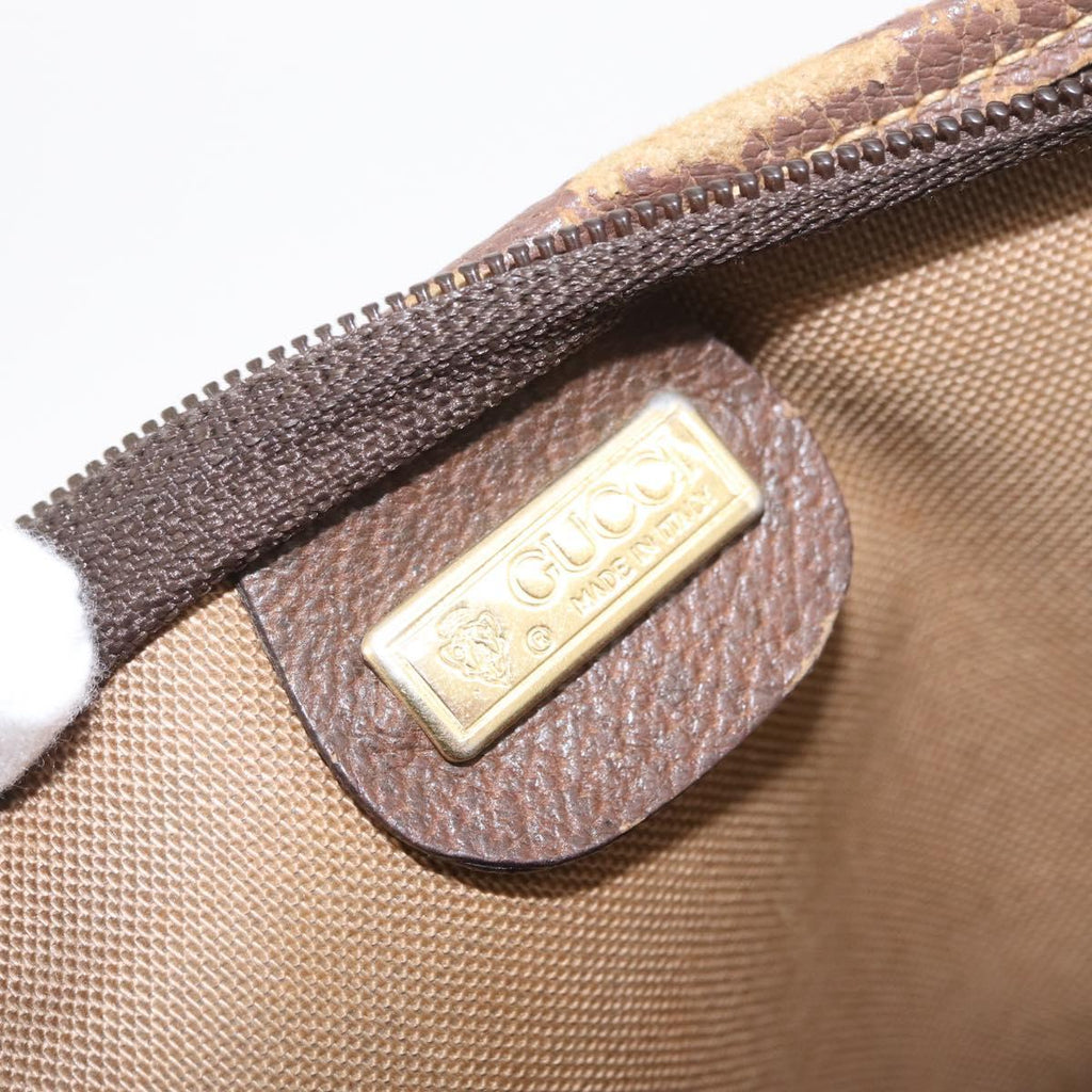 GUCCI GG Supreme Web Sherry Line Tote Bag PVC Beige Gold Auth 210632