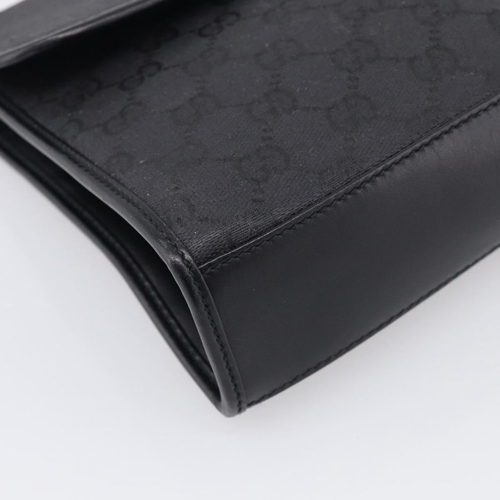 GUCCI GG Canvas Shoulder Bag Black Gold 004 49 0195 Auth 210635