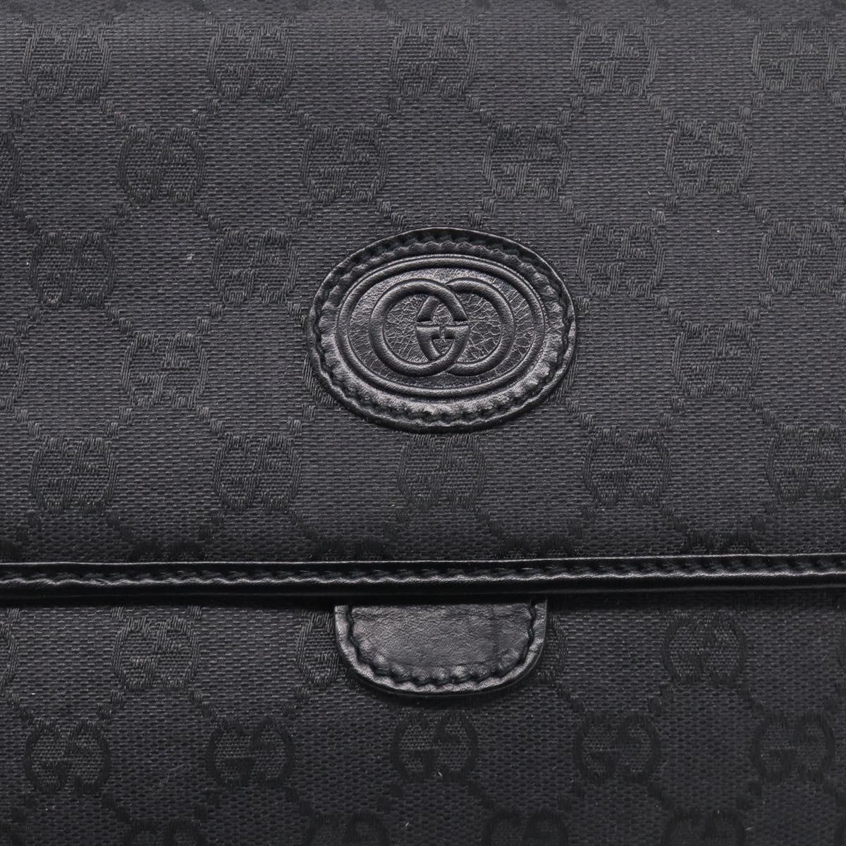 GUCCI GG Canvas Shoulder Bag Black Gold 004 49 0195 Auth 210635