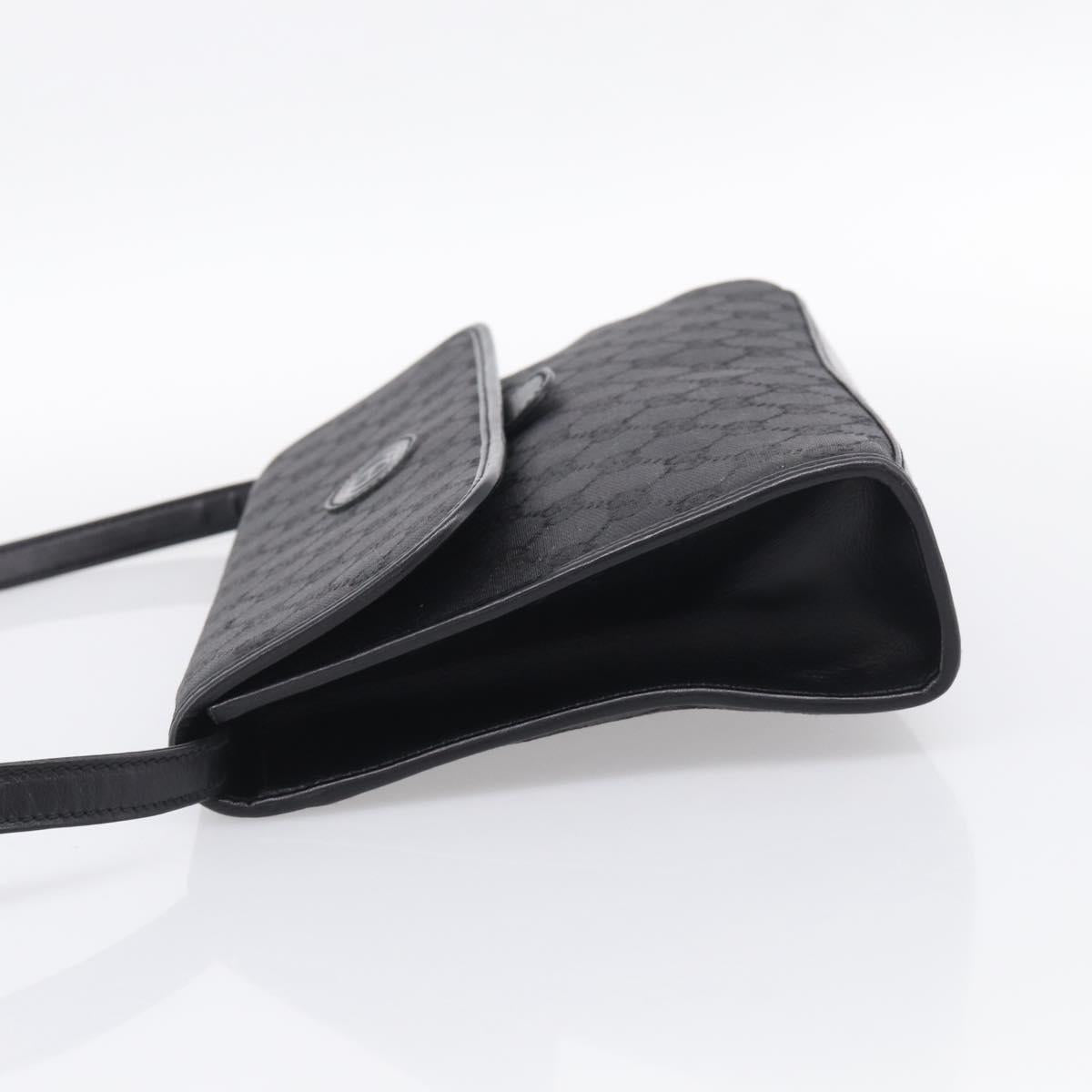 GUCCI GG Canvas Shoulder Bag Black Gold 004 49 0195 Auth 210635