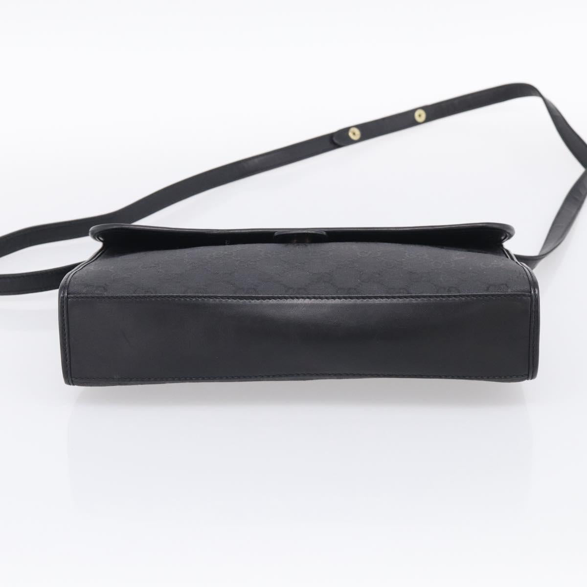 GUCCI GG Canvas Shoulder Bag Black Gold 004 49 0195 Auth 210635