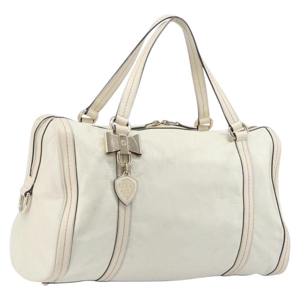 GUCCI Duchess Hysteria Hand Bag Leather White Gold 181488 Auth 210643