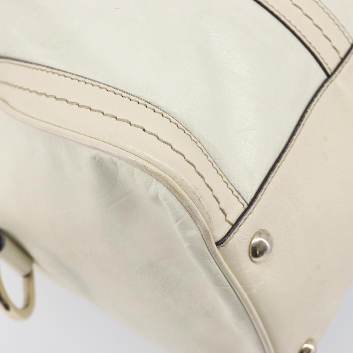 GUCCI Duchess Hysteria Hand Bag Leather White Gold 181488 Auth 210643