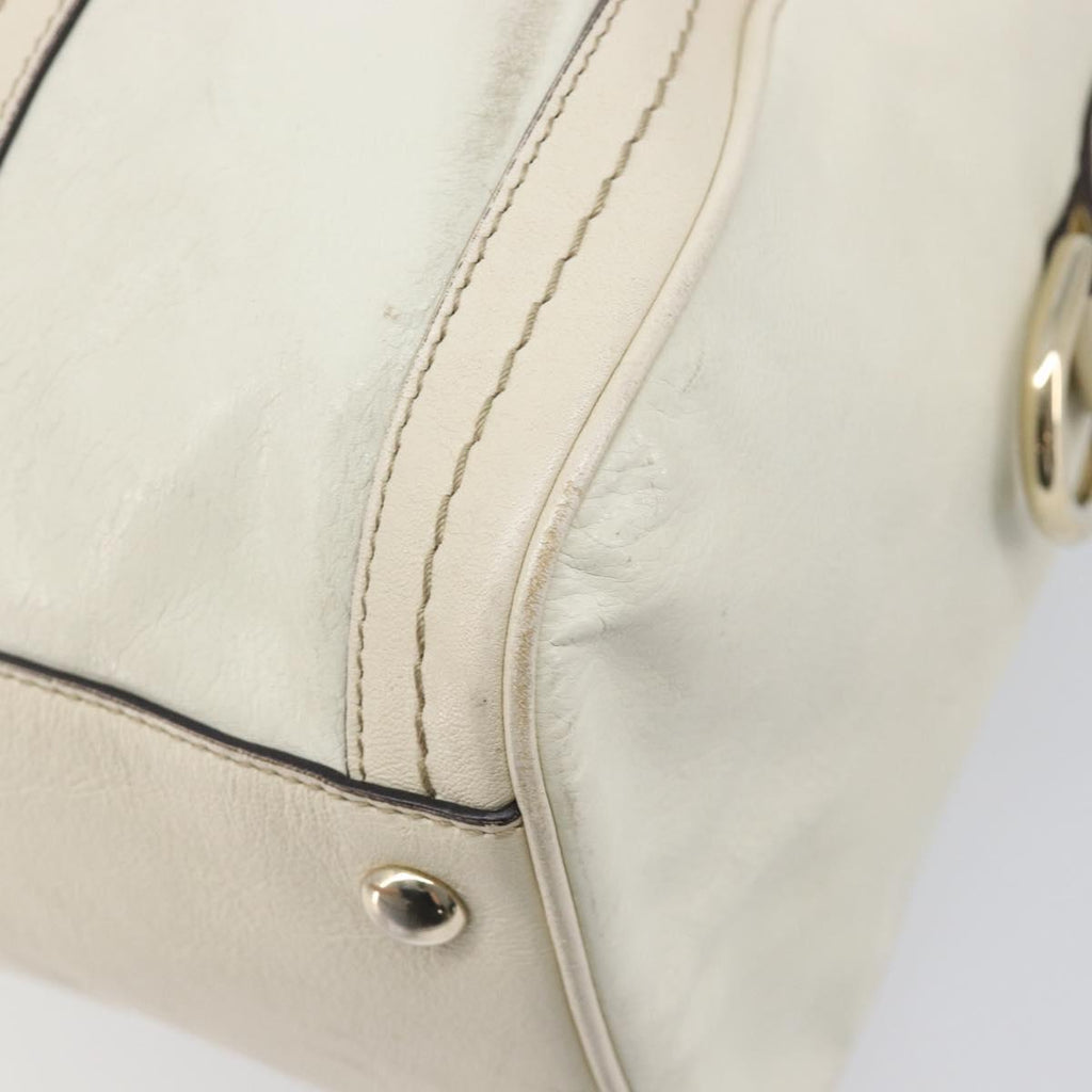GUCCI Duchess Hysteria Hand Bag Leather White Gold 181488 Auth 210643