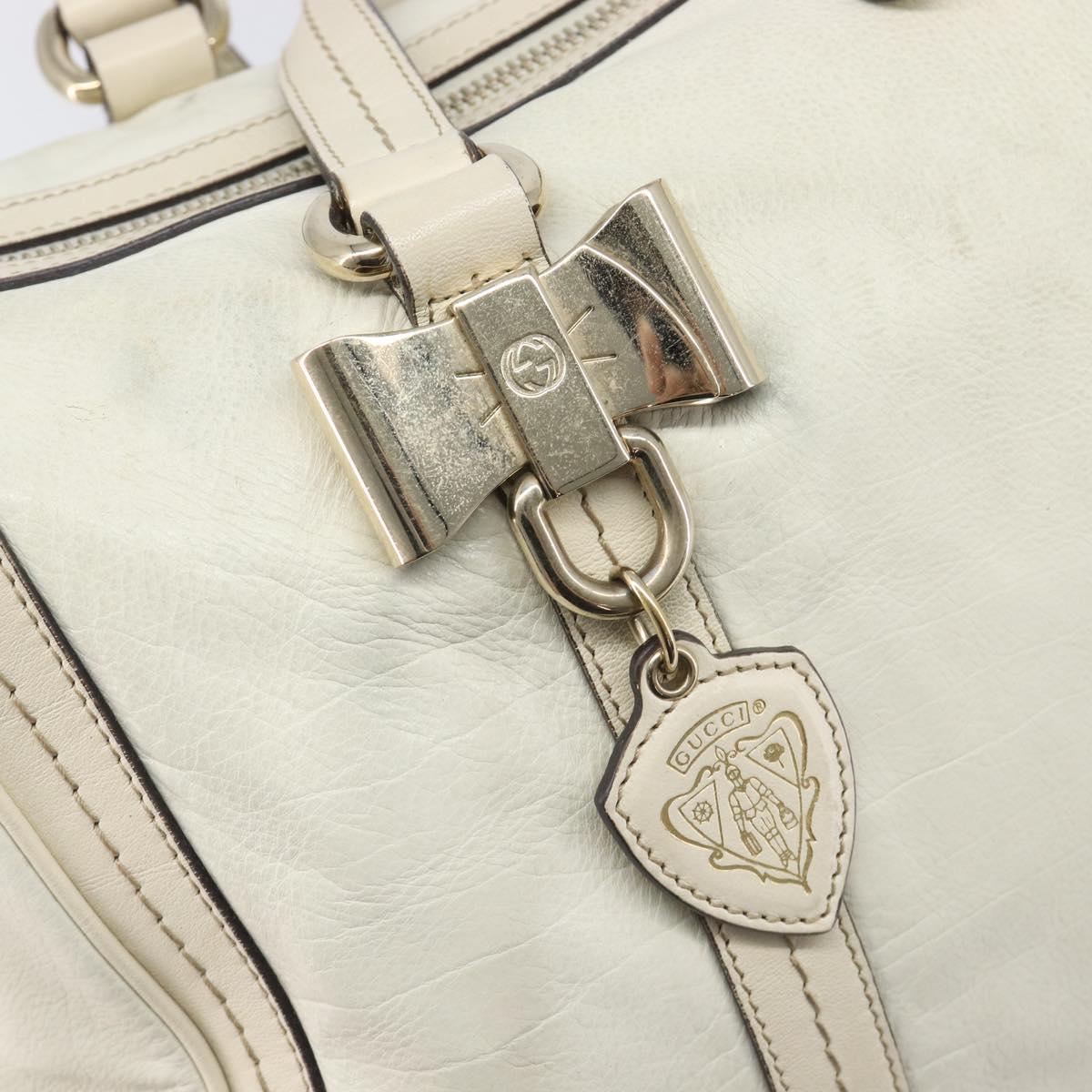 GUCCI Duchess Hysteria Hand Bag Leather White Gold 181488 Auth 210643