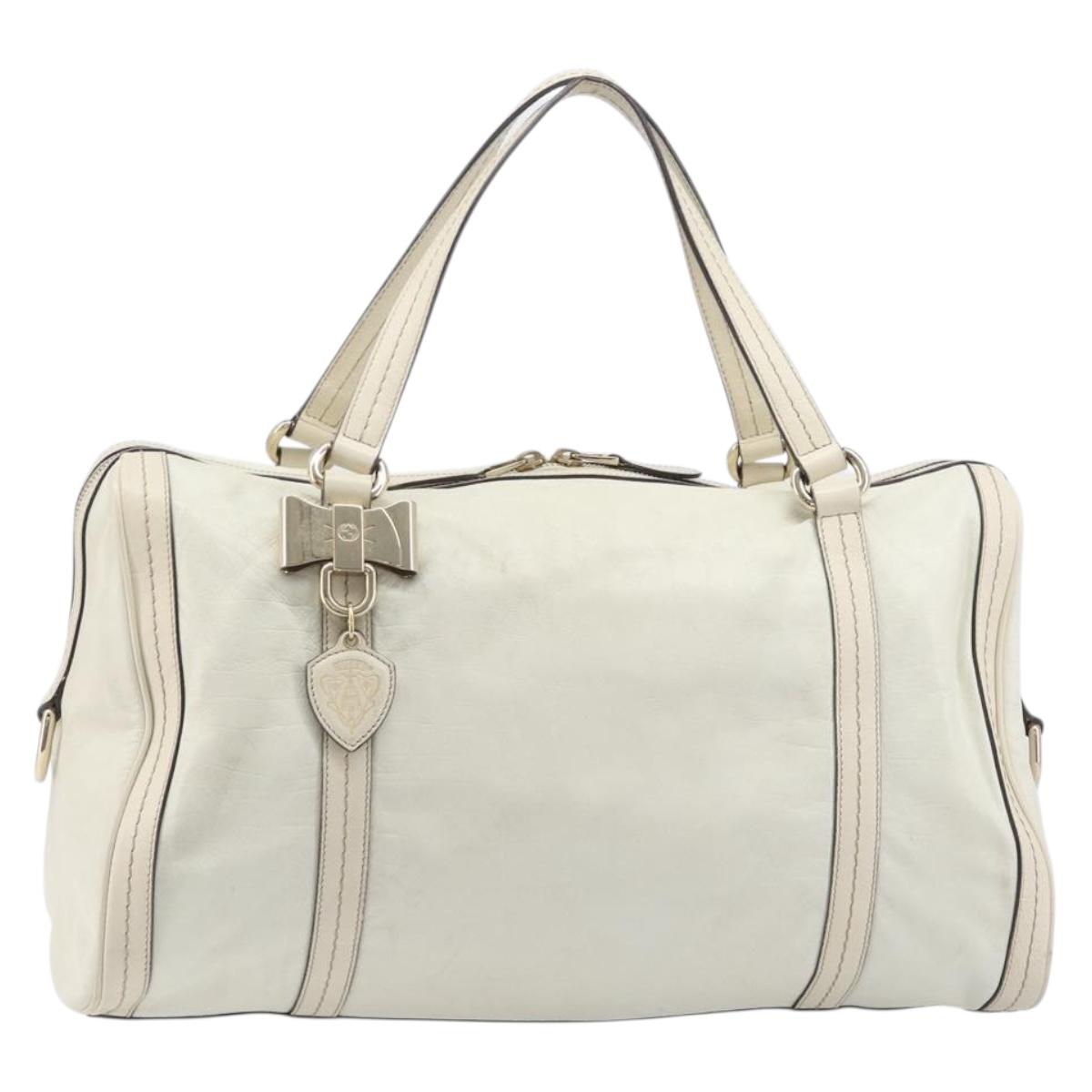 GUCCI Duchess Hysteria Hand Bag Leather White Gold 181488 Auth 210643