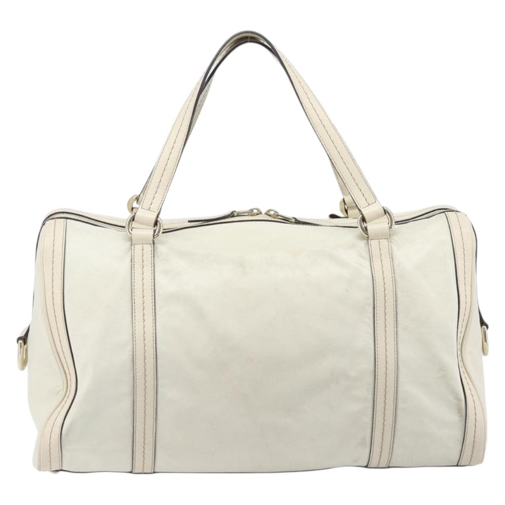 GUCCI Duchess Hysteria Hand Bag Leather White Gold 181488 Auth 210643