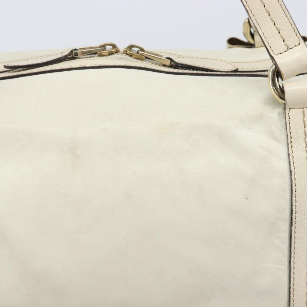 GUCCI Duchess Hysteria Hand Bag Leather White Gold 181488 Auth 210643