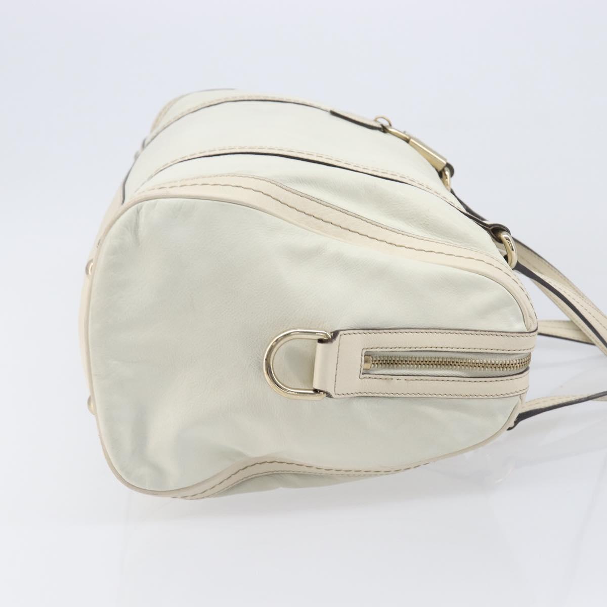 GUCCI Duchess Hysteria Hand Bag Leather White Gold 181488 Auth 210643
