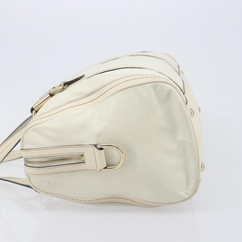 GUCCI Duchess Hysteria Hand Bag Leather White Gold 181488 Auth 210643