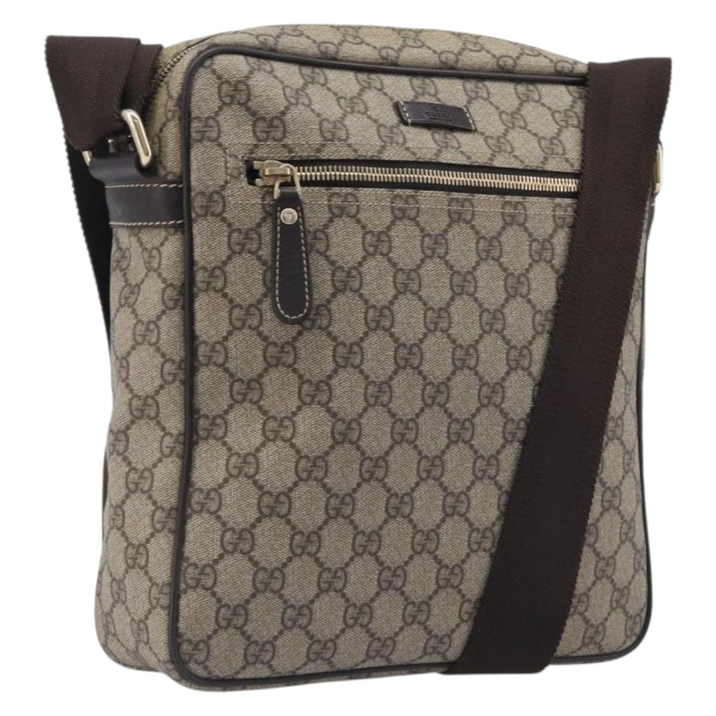 GUCCI GG Supreme Shoulder Bag PVC Beige Gold 201448 Auth 210644A