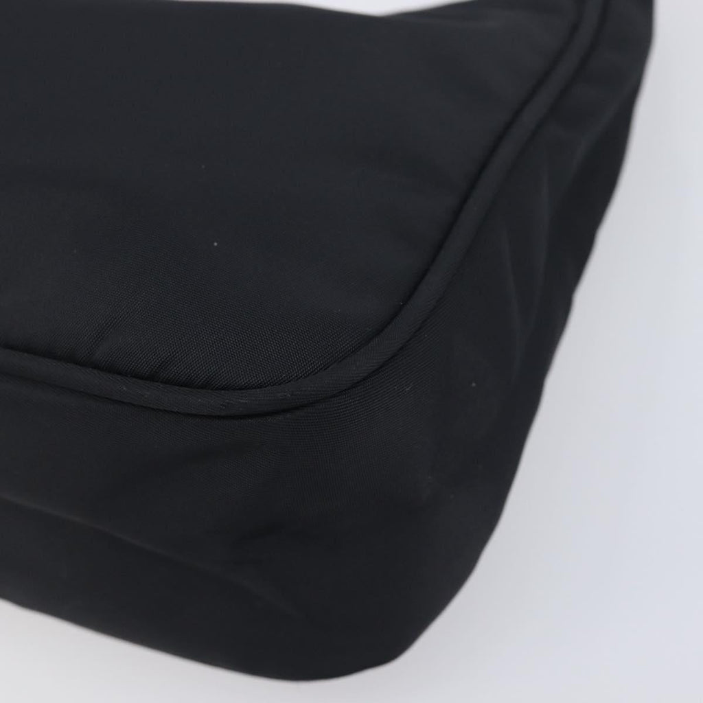 PRADA Hand Pouch Nylon Black Silver Auth 210726V