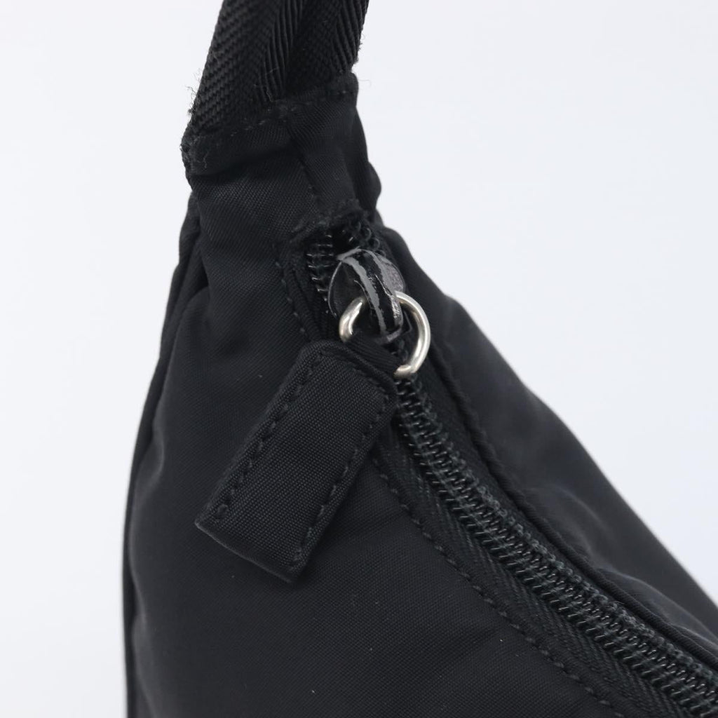 PRADA Hand Pouch Nylon Black Silver Auth 210726V